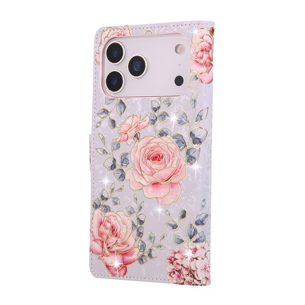 iPhone 18 Pro/17 Pro Fodral RFID Läder Rosa Blommor
