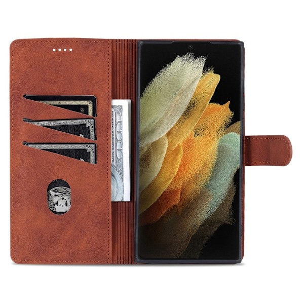 AZNS Samsung Galaxy S22 Ultra Fodral Läder Brun