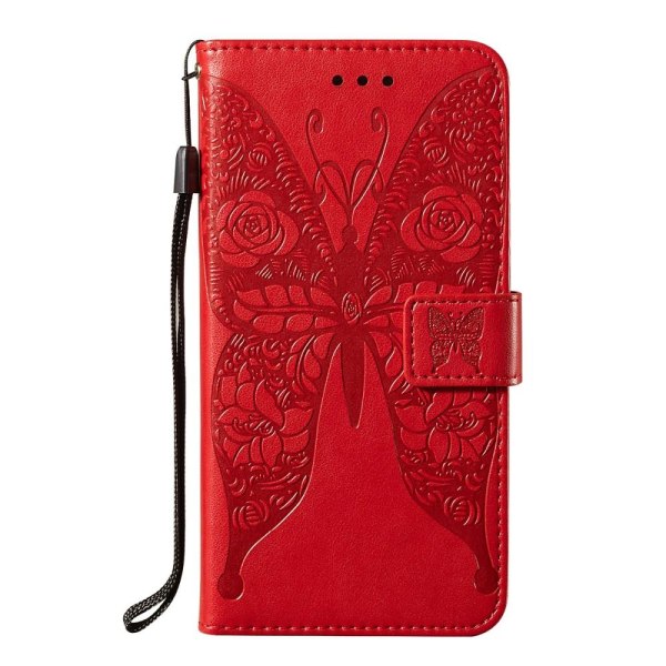 Samsung Galaxy A52 / A52s - Fjäril Textur Fodral - Röd Red Röd