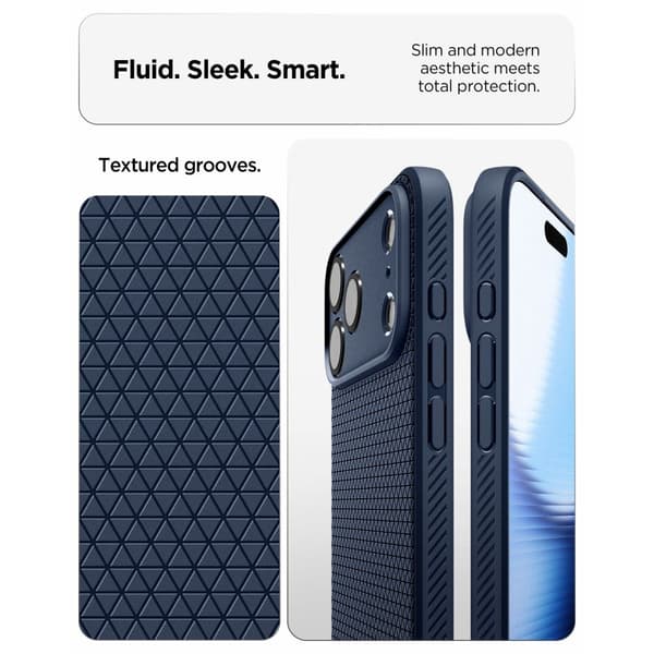 Spigen iPhone 18 Pro / 17 Pro Skal Liquid Air Marinblå