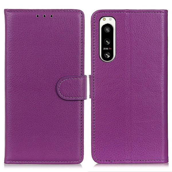 Sony Xperia 5 IV Fodral Litchi Läder Lila