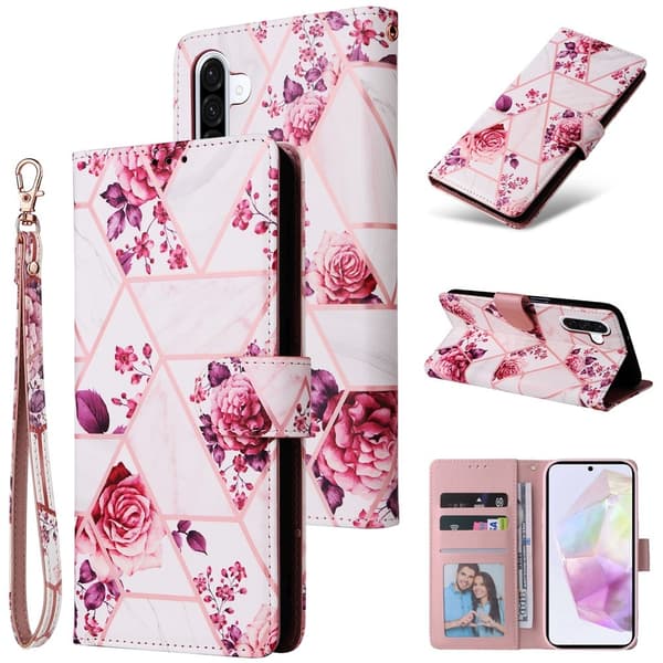Samsung Galaxy A18/A17/A26 Fodral Läder Marmor Rosa
