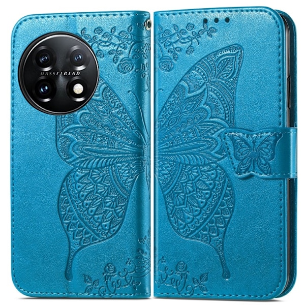 OnePlus 11 5G Fodral Butterfly Läder Blå