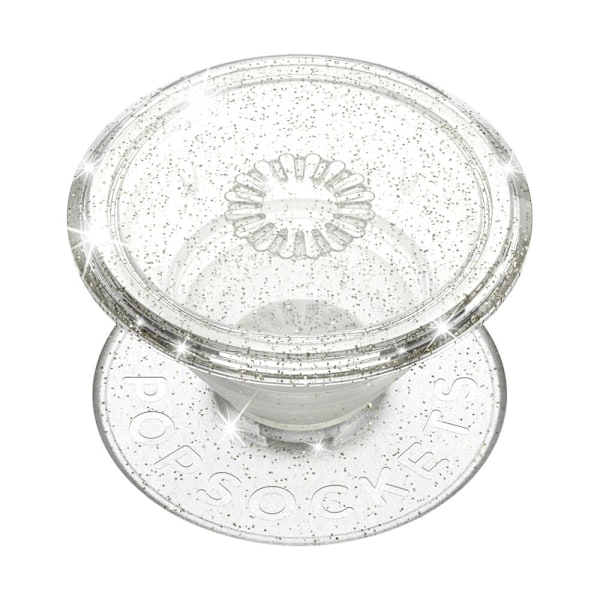 PopSockets Avtagbart Grip med Ställfunktion Clear Glitter Silver