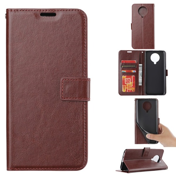 Xiaomi Poco F2 Pro - Crazy Horse Plånboksfodral - Brun Brown Brun
