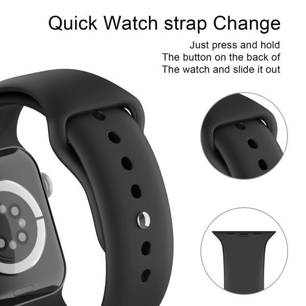 Apple Watch 38/40/41 mm Silikon Armband (S/M) Svart