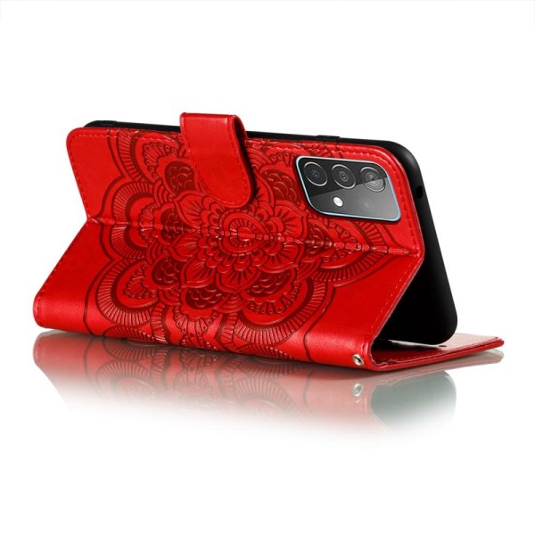 Samsung Galaxy A52 / A52s - Mandala Läder Fodral - Röd Red Röd