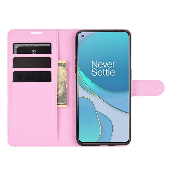 OnePlus 8T / 8T+  - Litchi Läder Fodral - Ljus Rosa LightPink Ljus Rosa