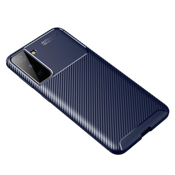 Samsung Galaxy S21 - Kolfiber Textur Skal - Blå Blue Blå