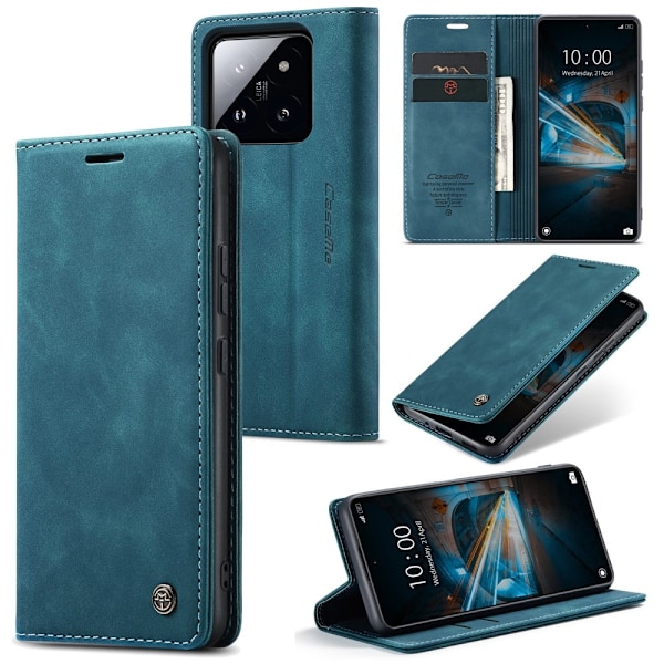 CASEME Xiaomi 14 Fodral Flip Läder Blå
