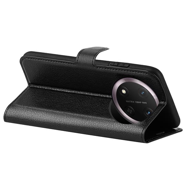 Honor Magic7 Lite Fodral Litchi Läder Svart