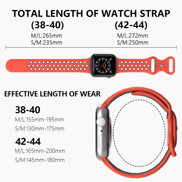 Sportarmband Dual-Color Apple Watch 41/40/38 mm (S/M) Röd/Svart