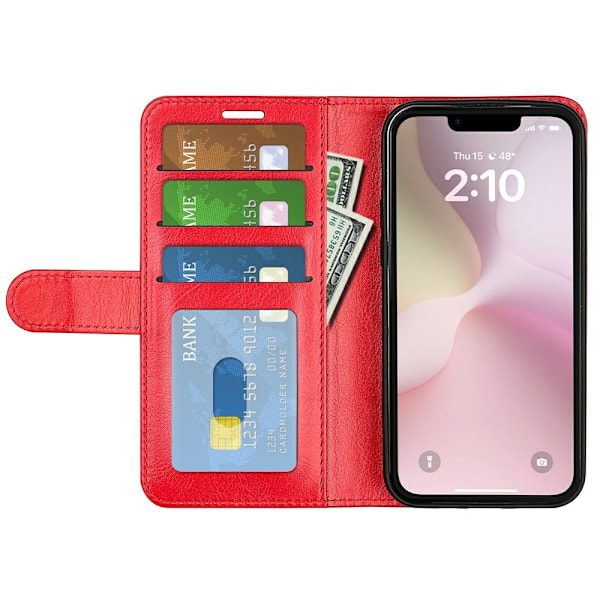 iPhone 16e Fodral Crazy Horse Läder Röd