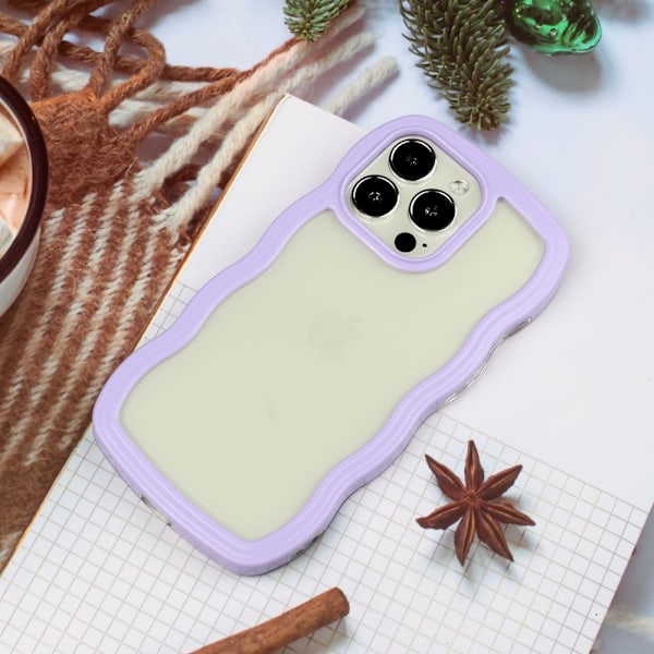 iPhone 15 Pro Max Skal Wavy Hybrid Transparent/Lila