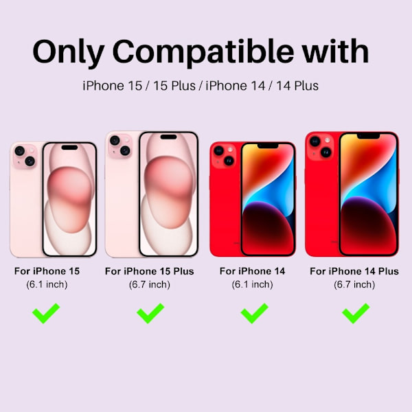 NORTHJO iPhone 15/15 Plus/14/14 Plus Linsskydd Strass 3-PACK Röd