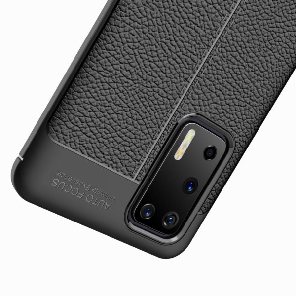 Huawei P40 - Litchi Textur Skal - Svart Black Svart