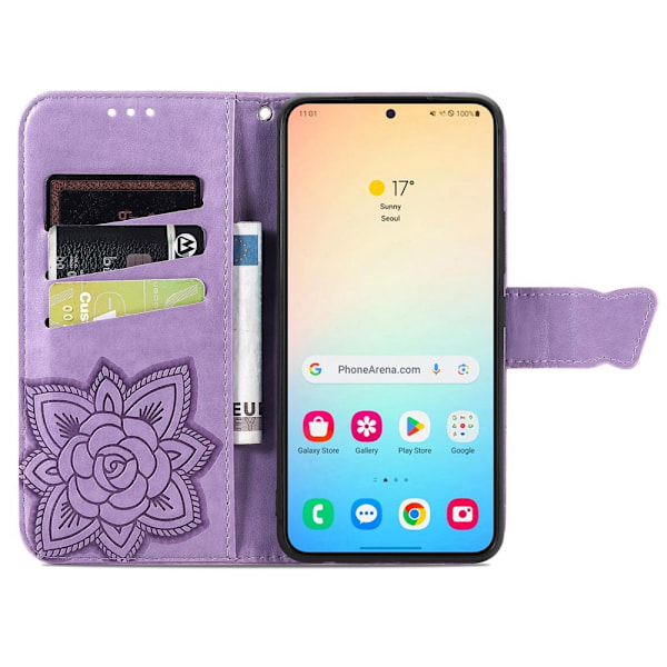 Samsung Galaxy S25 Plus Fodral Med Fjäril Tryck Lila