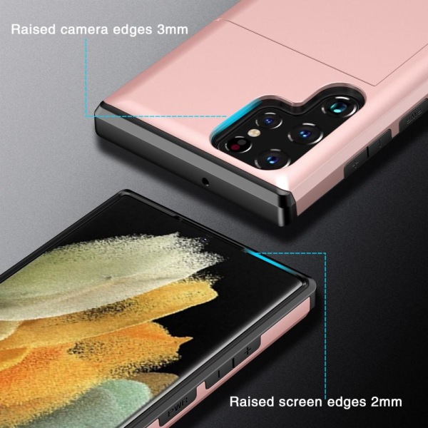 Samsung Galaxy S22 Ultra Skal Hybrid Med Kortfack Grön