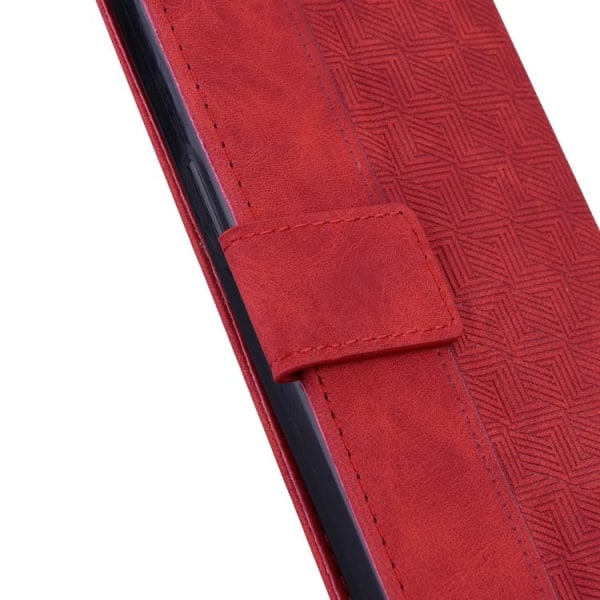 iPhone 14 Pro Max Fodral Geometrisk Läder Röd
