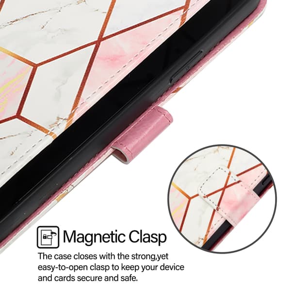 OnePlus 15 Fodral Läder Marmor Rosa / Vit