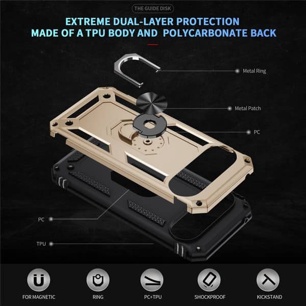 Google Pixel 10 Pro XL Skal Armor Ring Hybrid Guld