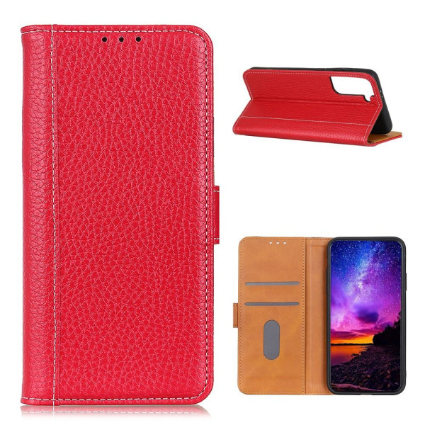 Samsung Galaxy S21 Plus - Litchi Textur Fodral - Röd Red Röd