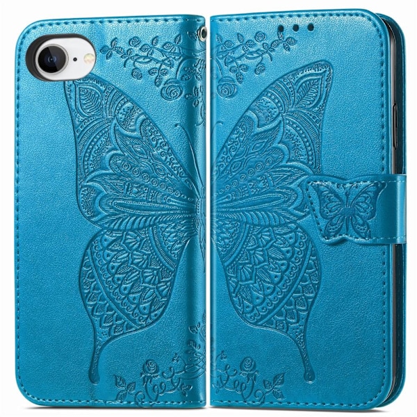 iPhone 16e Fodral Med Fjäril Tryck Blå