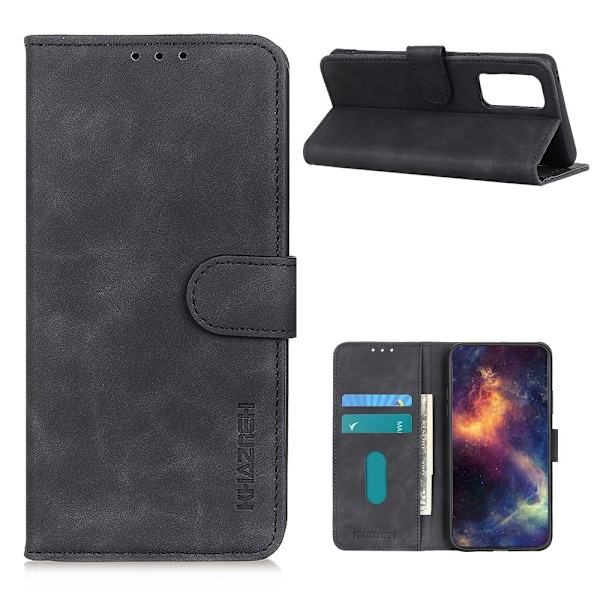 OnePlus 9 - KHAZNEH Retro Läder Fodral - Svart Black Svart