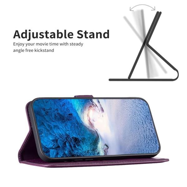 BINFEN iPhone 17 Pro Fodral Läder Mörk Lila