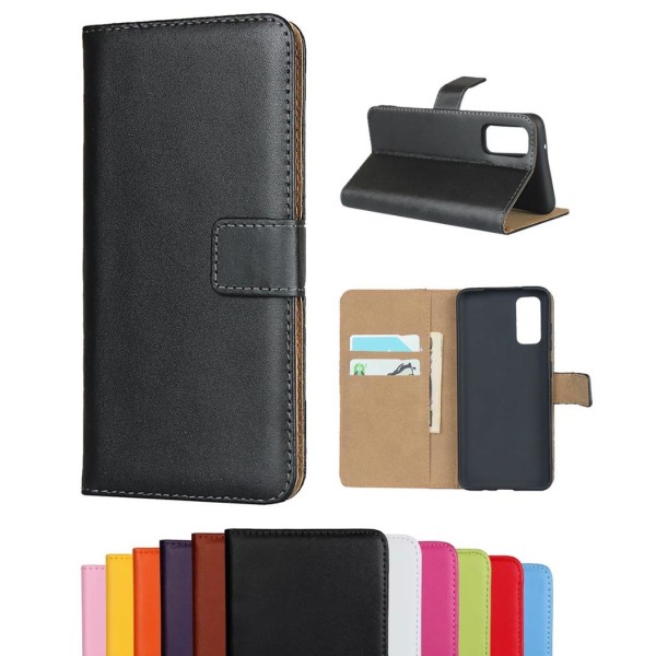 Samsung Galaxy S20 FE - Plånboksfodral I Äkta Läder - Välj Färg! Black Svart