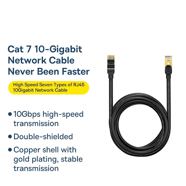 Baseus 5m Cat7 RJ45 Nätverkskabel Svart