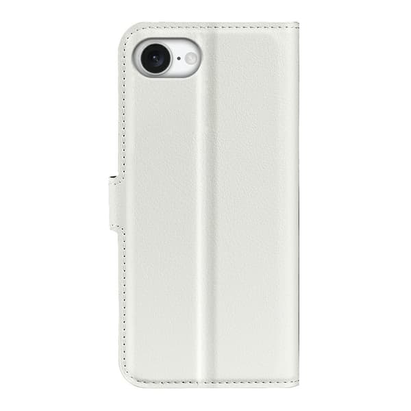 iPhone 17e / 16e Fodral Litchi Läder Vit