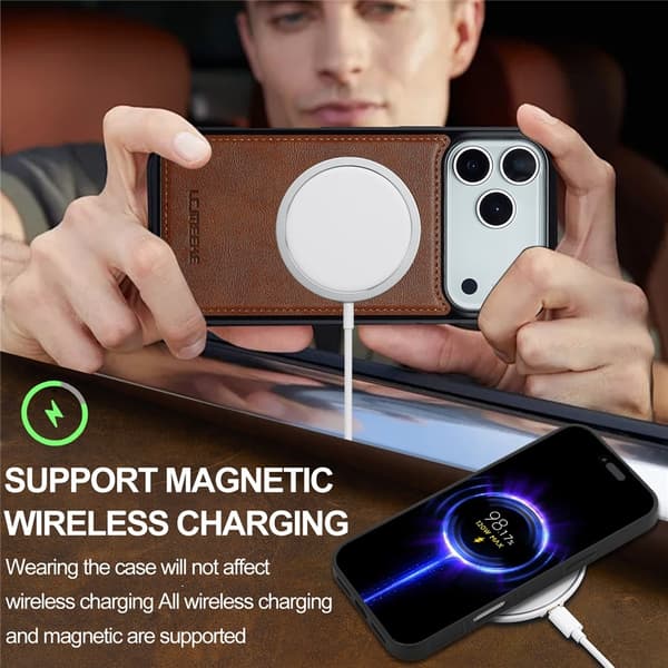 LC.IMEEKE iPhone 17 Pro Max Skal MagSafe Läder Brun