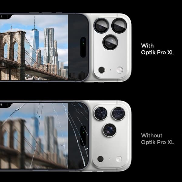 Spigen iPhone 17 Pro Max Linsskydd Optik Pro GLAS.tR "Ez Fit" Silver