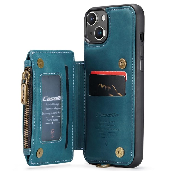 CASEME iPhone 15 Plus Skal RFID Med Plånbok Blå