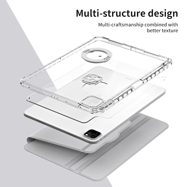 iPad Pro 11 2024 Fodral Hybrid Rotation Pennhållare Vit