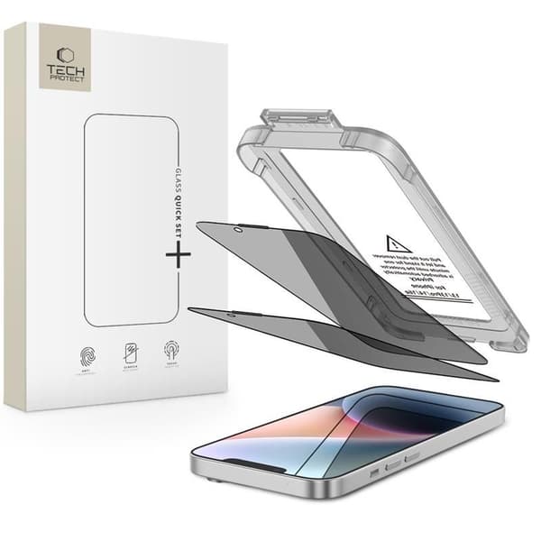 T-P iPhone 17e/16e /14/13 Pro/13 2-PACK Skärmskydd Quick Set Spy+