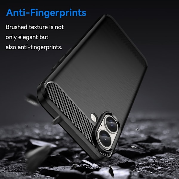 iPhone 16 Plus Skal Borstad Stål Svart