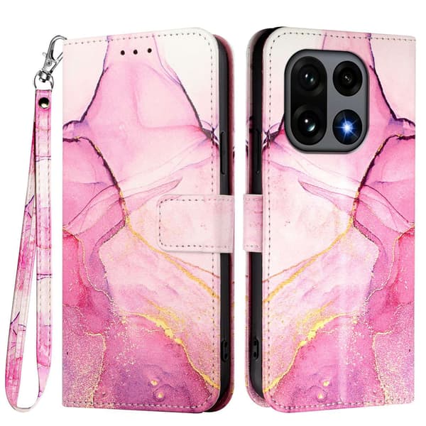 OnePlus 15 Fodral Läder Marmor Rosa