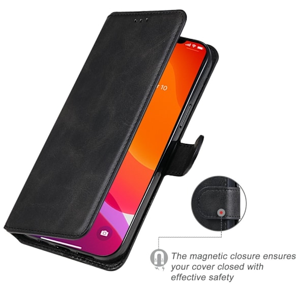 iPhone 13 Pro Max Fodral Läder Svart Svart