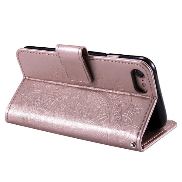 iPhone 16e Fodral Mandala Läder Roséguld