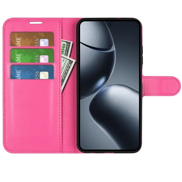 Xiaomi 15T Fodral Litchi Läder Rosa