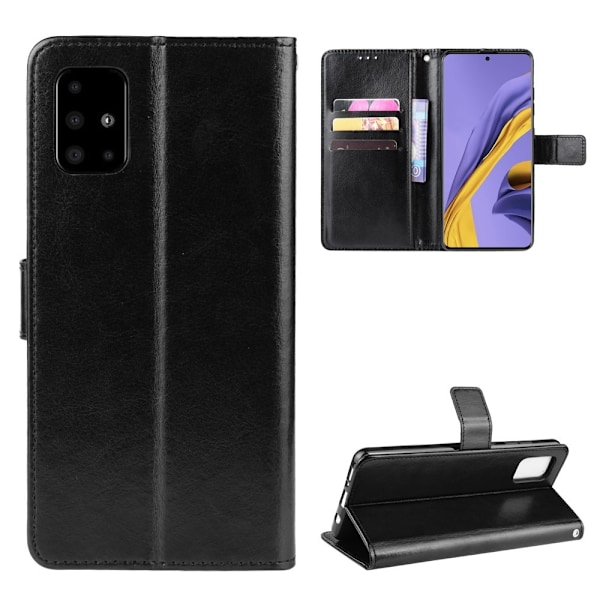 Samsung Galaxy A71 - Crazy Horse Plånboksfodral - Svart Black Svart
