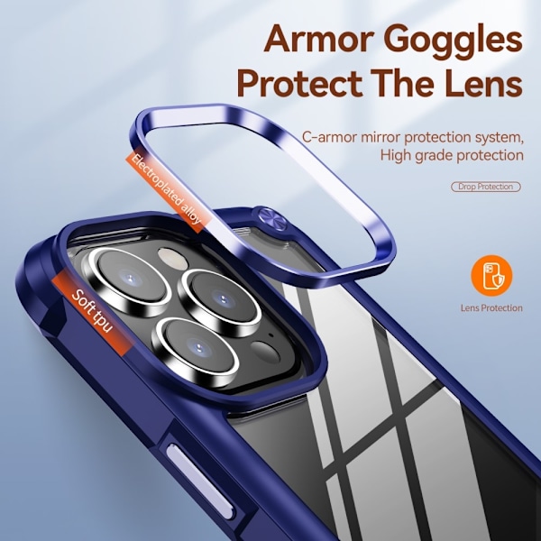 iPhone 16 Pro Max Skal Shockproof Hybrid Armor Mörk Blå