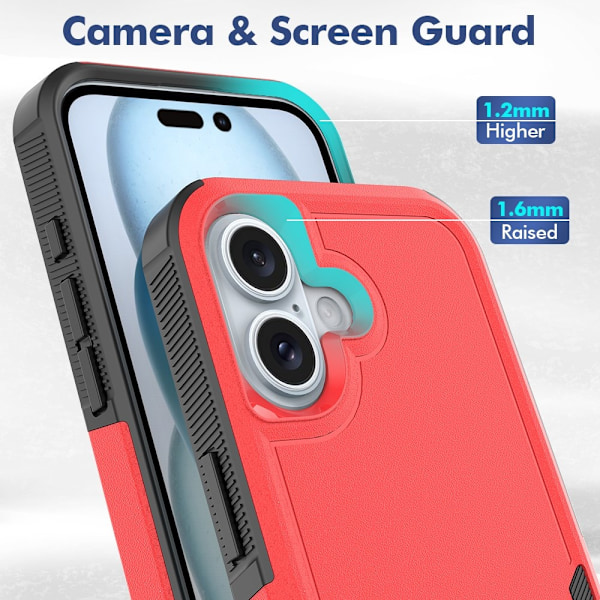 iPhone 16 Skal Extreme Shockproof Hybrid Röd
