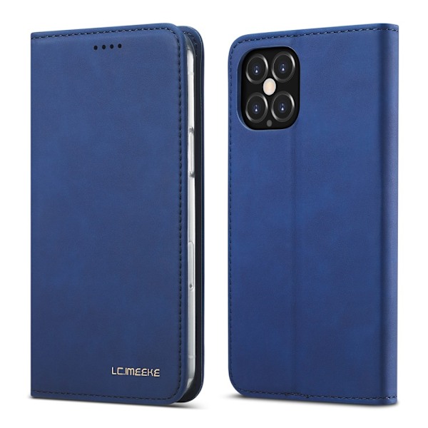 iPhone 12 Pro Max - LC.IMEEKE Läder Flip Fodral - Blå Blue Blå