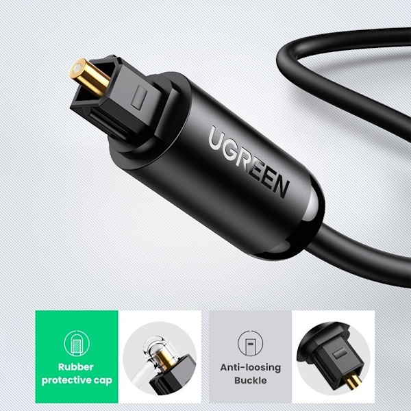 UGREEN 2m Optisk Ljudkabel Toslink  Svart