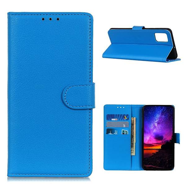OnePlus 9 - Litchi Läder Fodral - Blå Blue Blå