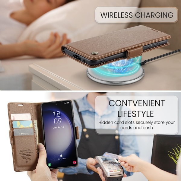 CASEME Galaxy S24 Plus Fodral RFID Läder Brun