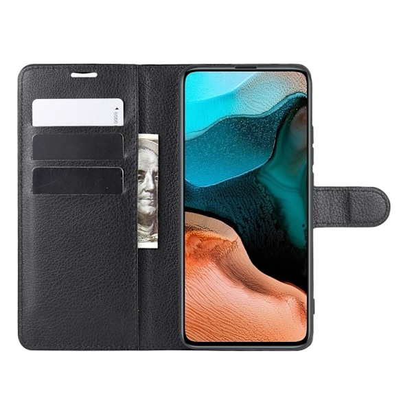 Xiaomi Poco F2 Pro - Litchi Plånboksfodral - Svart Black Svart